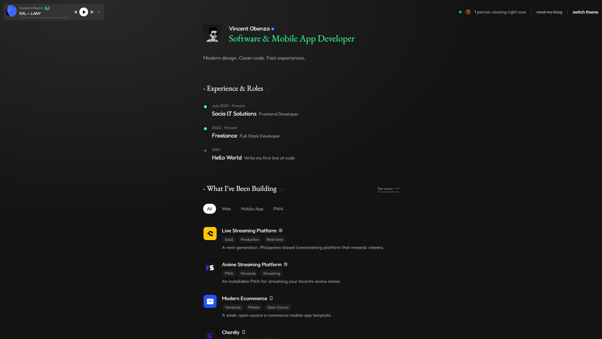 Developer Portfolio preview 2