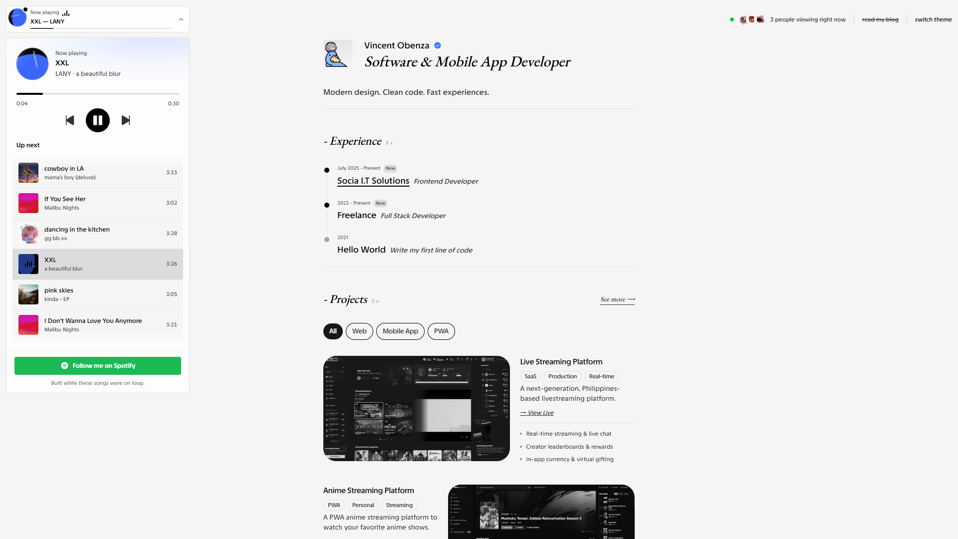 Developer Portfolio preview 1